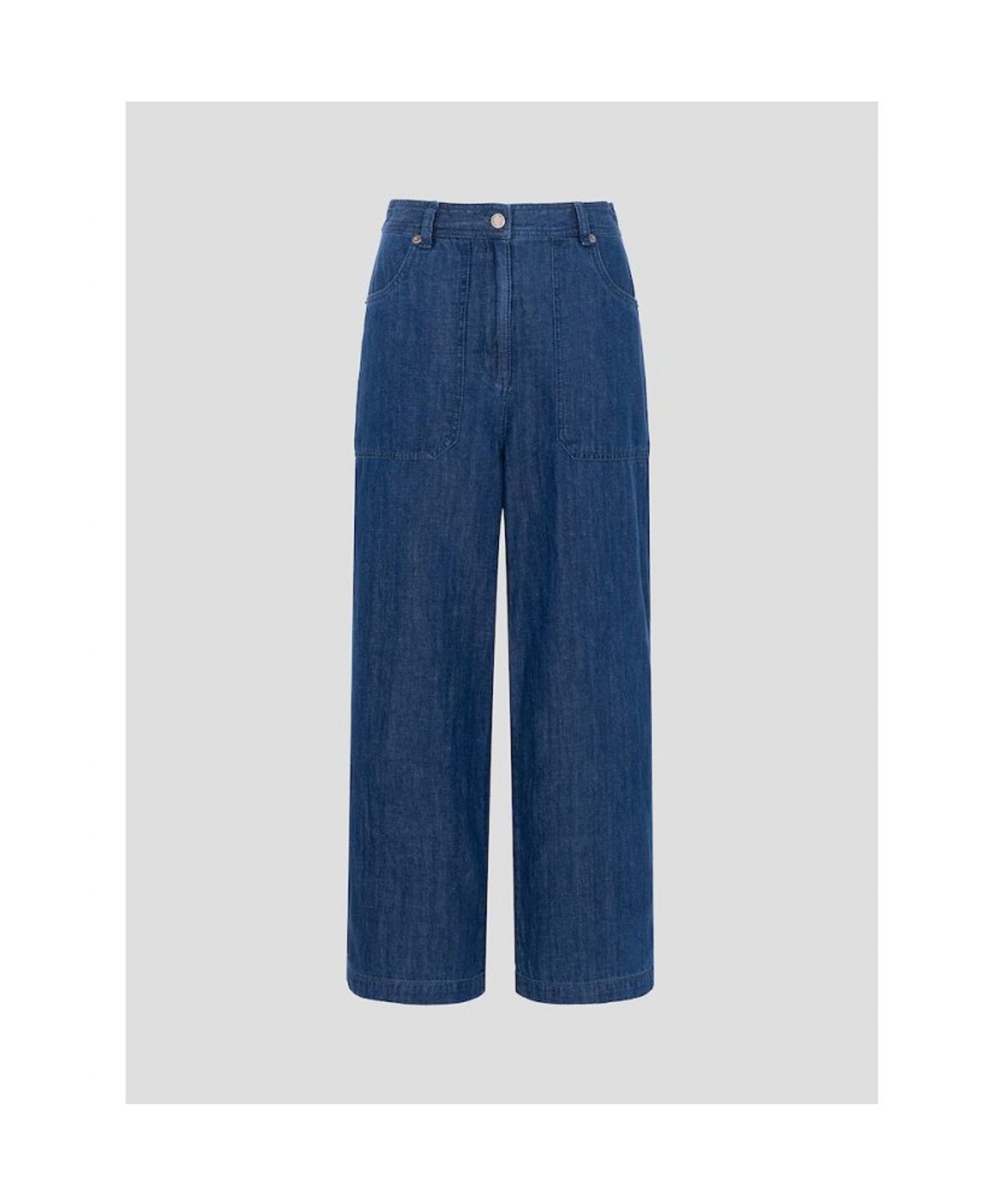 빈폴 레이디스(BEANPOLE LADIES) 크롭 밴딩 데님 팬츠  블루 (BF6721C71P)