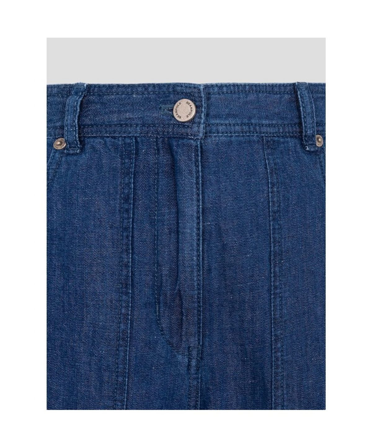 빈폴 레이디스(BEANPOLE LADIES) 크롭 밴딩 데님 팬츠  블루 (BF6721C71P)