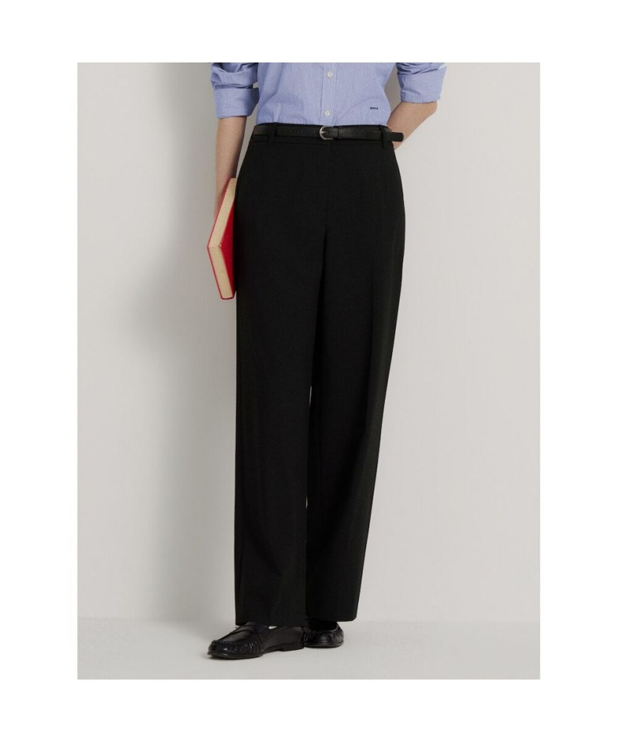빈폴 레이디스(BEANPOLE LADIES) 폴리 혼방 옵션벨트 스트레이트 팬츠  블랙 (BF6821C515)