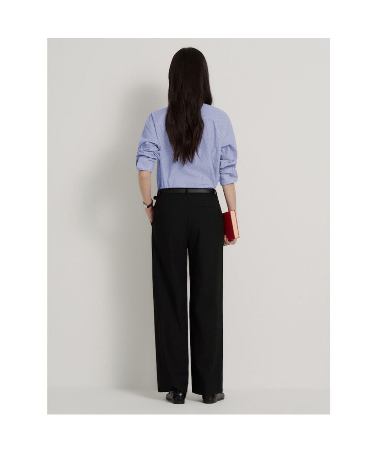 빈폴 레이디스(BEANPOLE LADIES) 폴리 혼방 옵션벨트 스트레이트 팬츠  블랙 (BF6821C515)