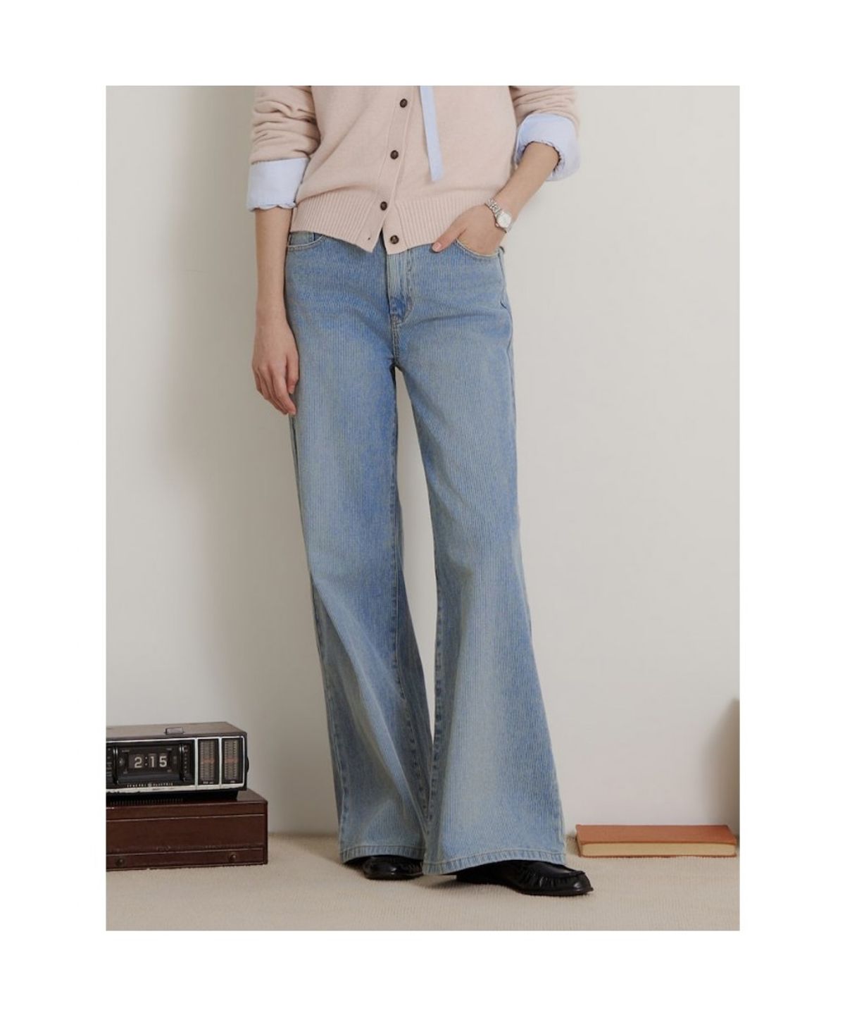 빈폴 레이디스(BEANPOLE LADIES) 코듀로이 데님 부츠컷 팬츠  스카이 블루 (BF6921C74Q)