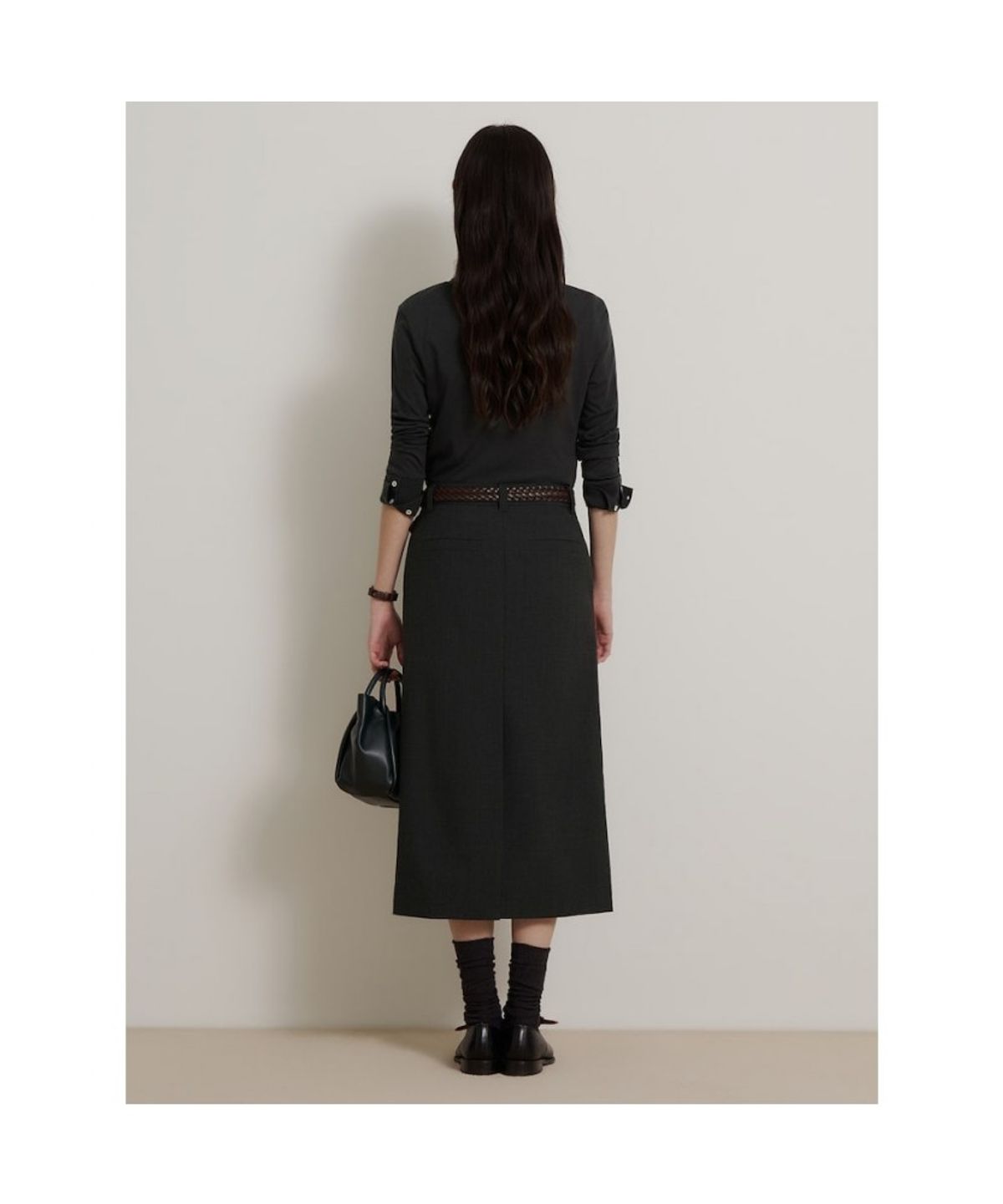 빈폴 레이디스(BEANPOLE LADIES) 울폴리 H라인 스커트  애쉬 (BF6827C524)