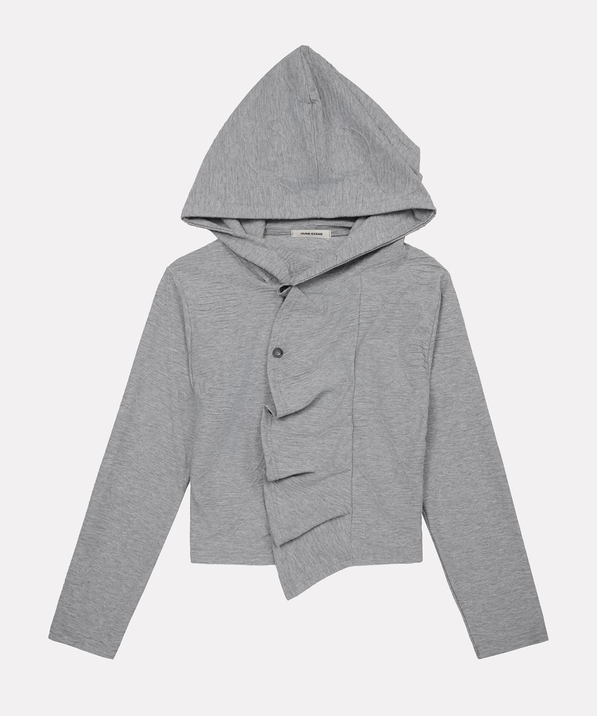 우네씬(UUNE SCENE) Dot Jacquard Hooded Cardigan_Melange Grey