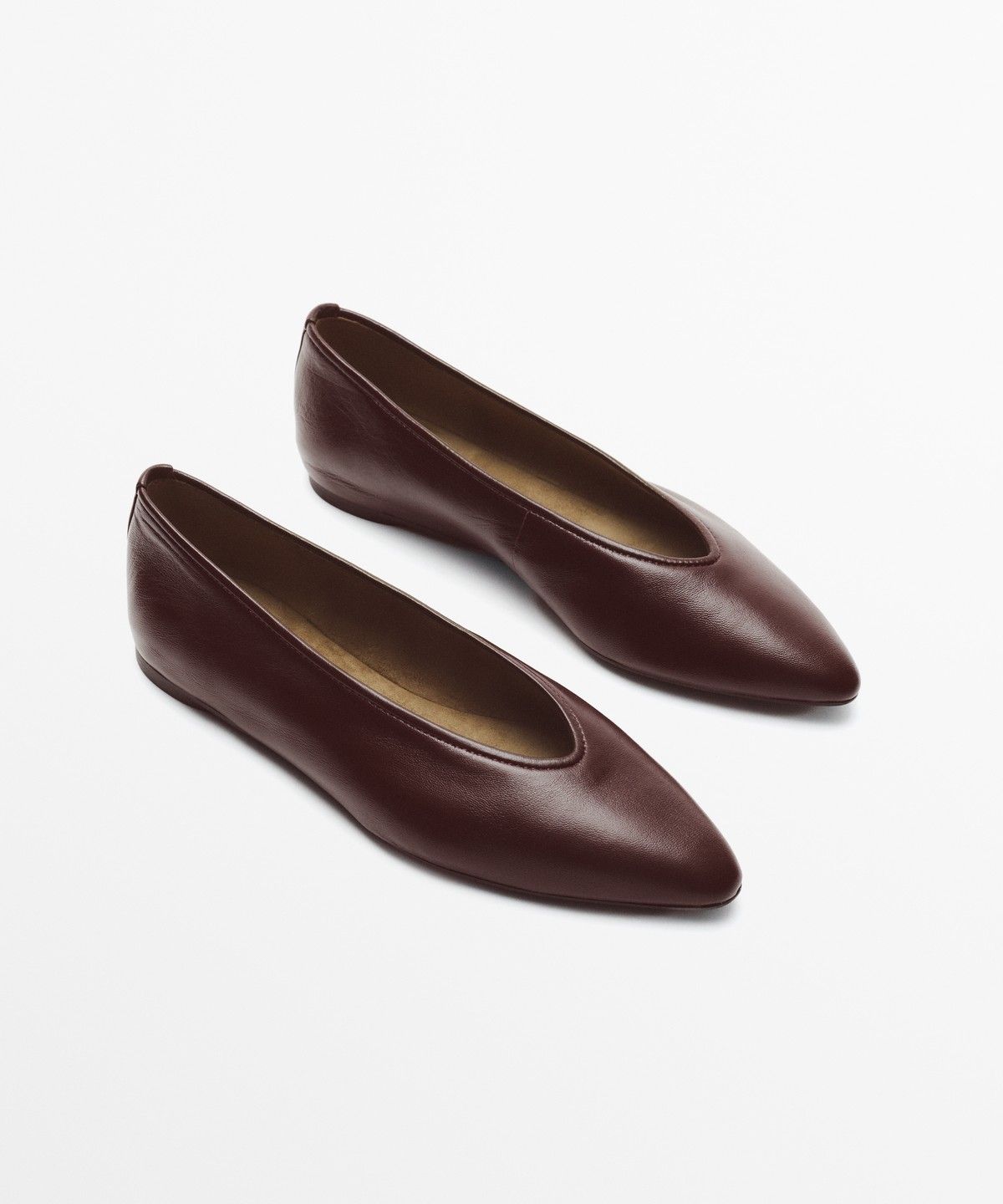 마시모두띠(MASSIMO DUTTI) 소프트 가죽·양가죽 포인티드 발레리나