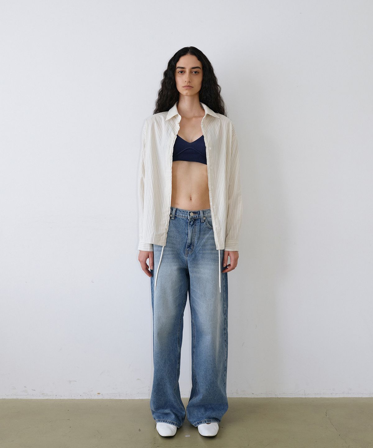 우네씬(UUNE SCENE) Stripe String Shirt_Cream