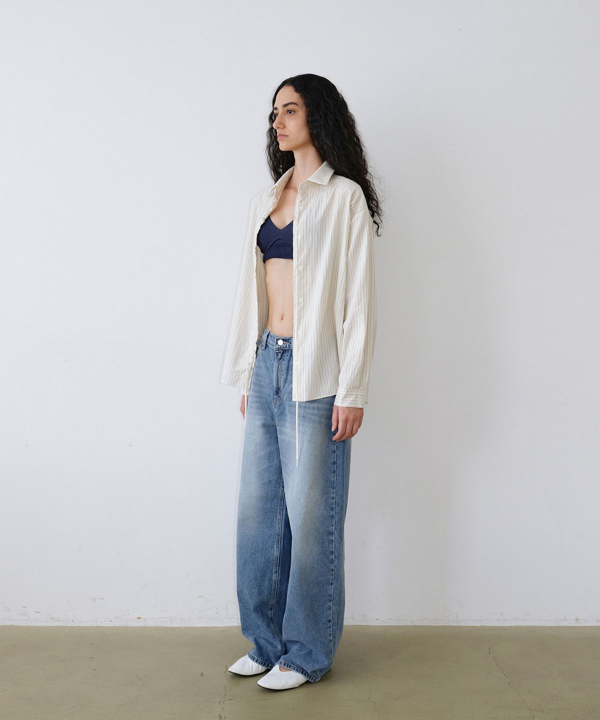 우네씬(UUNE SCENE) Stripe String Shirt_Cream