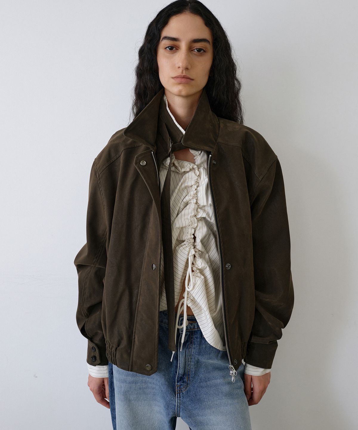 우네씬(UUNE SCENE) Stripe String Shirt_Cream