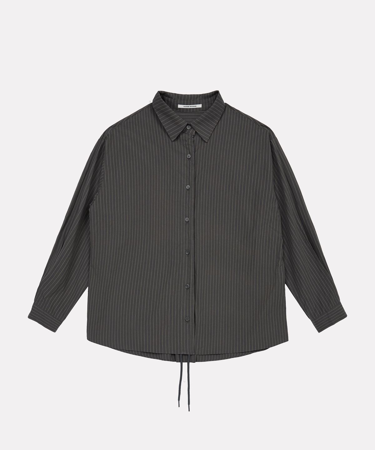 우네씬(UUNE SCENE) Stripe String Shirt_Charcoal