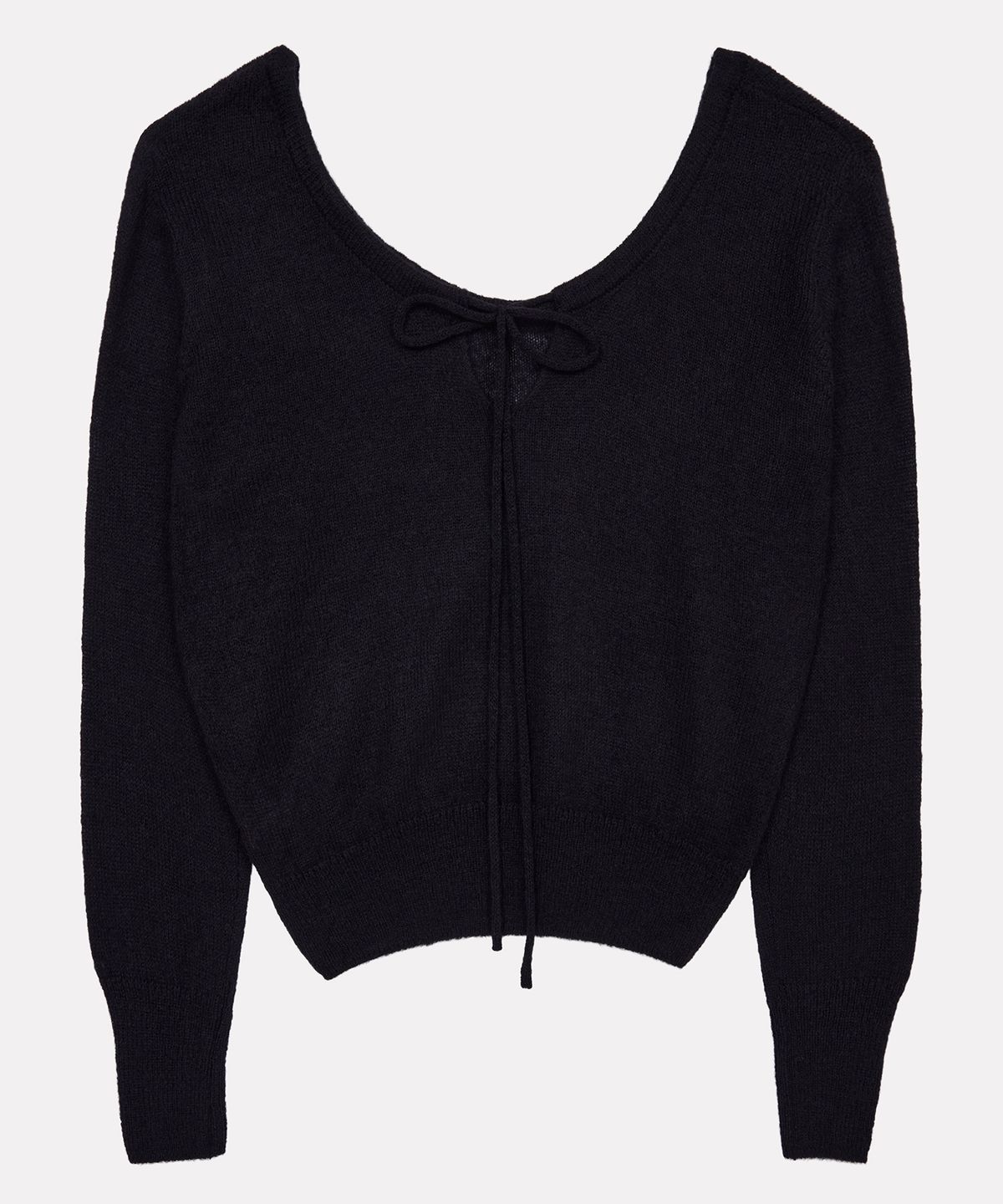 우네씬(UUNE SCENE) String Deep U-Neck Knit_Black