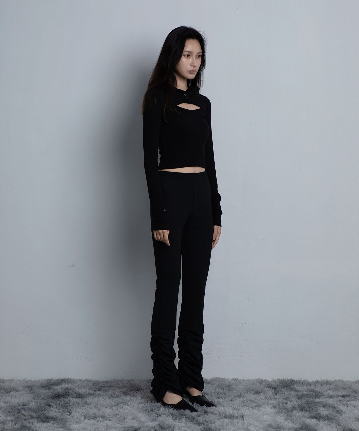 요키토키(YOKI TOKI) LOW RISE DRAPE LEGGINGS [Black]