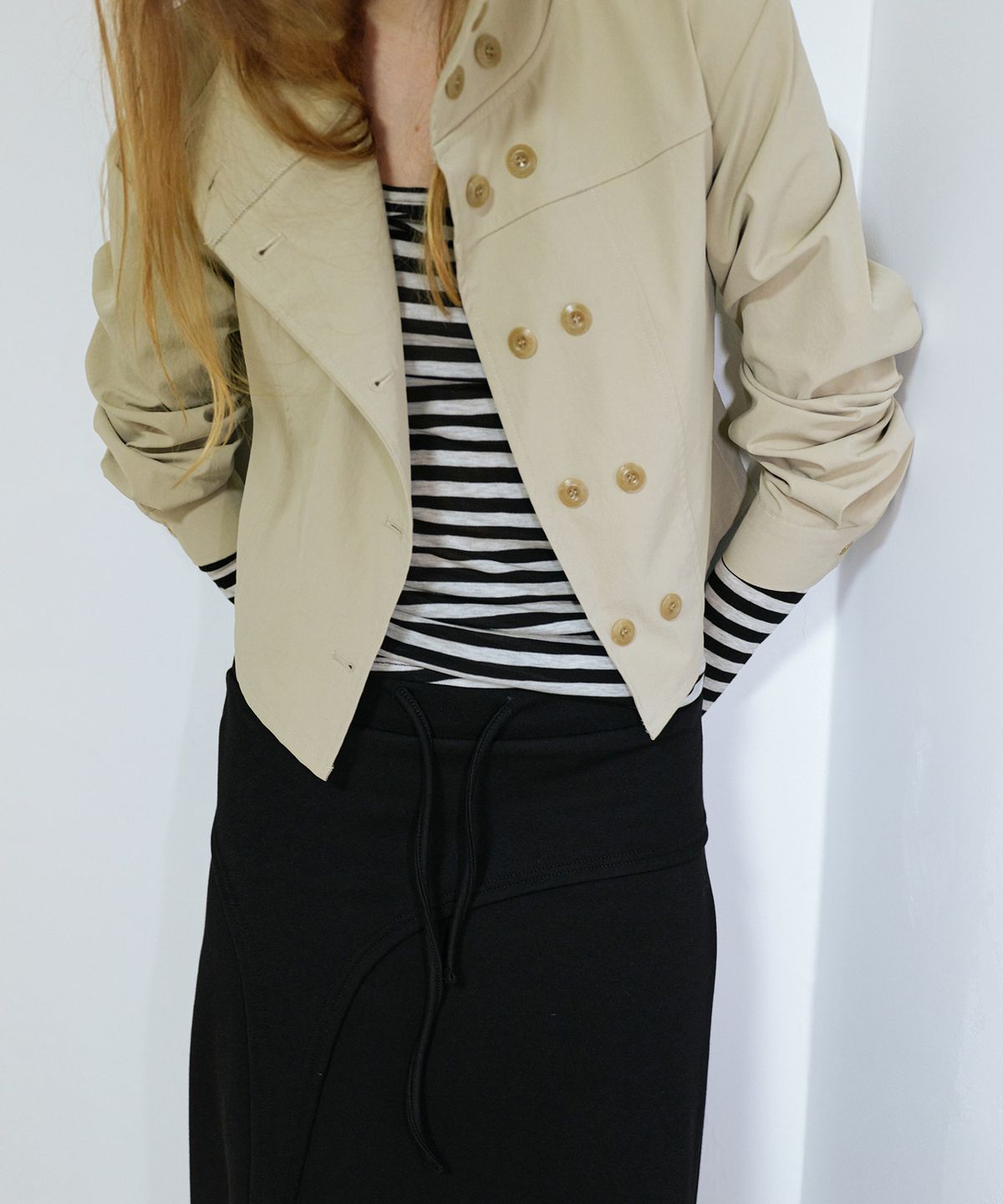 우네씬(UUNE SCENE) High Neck Button Jacket_Beige