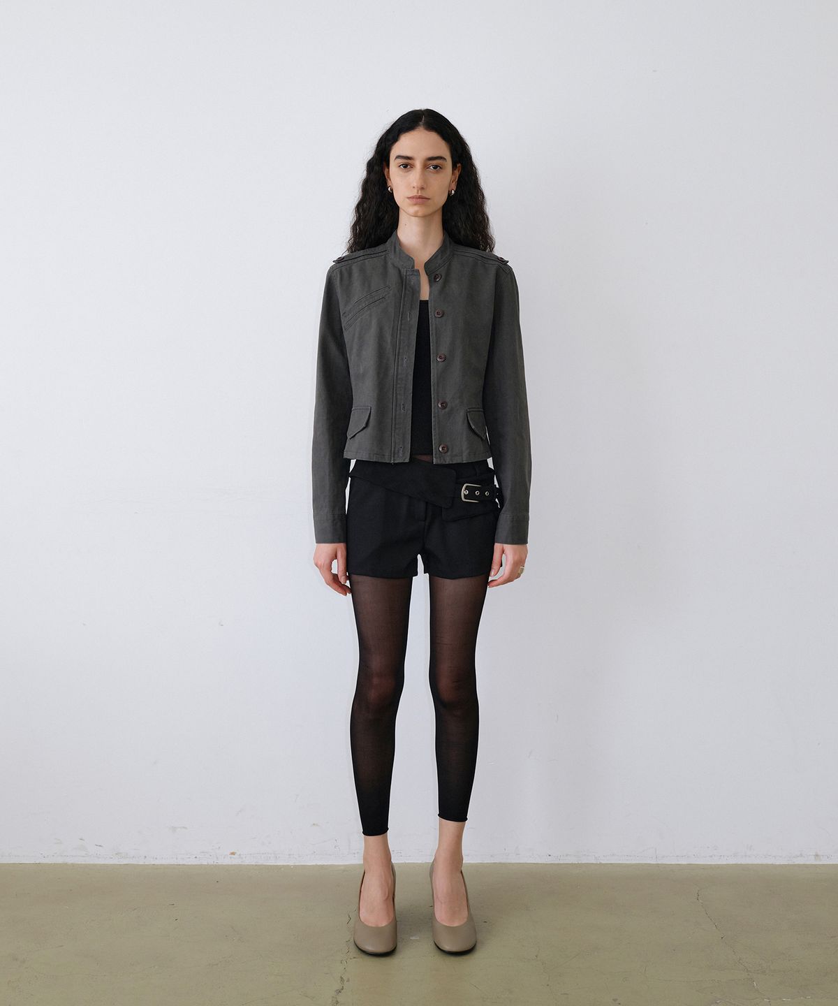 우네씬(UUNE SCENE) Washed Military Jacket_Charcoal