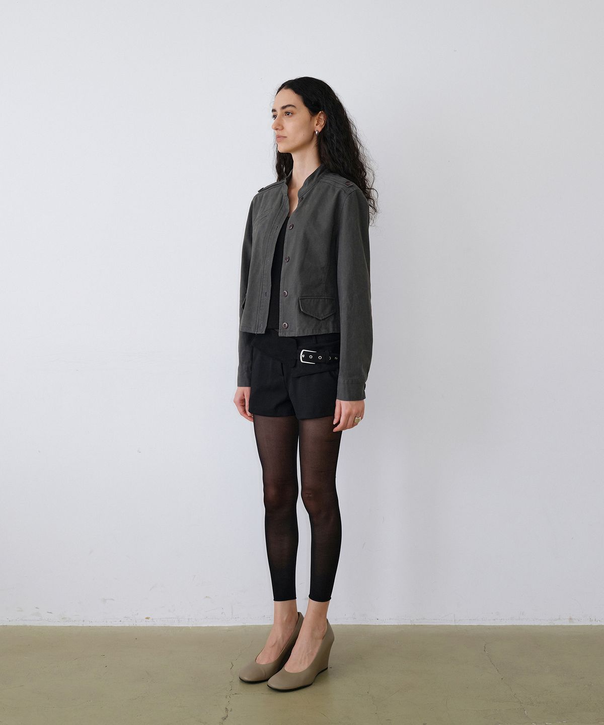 우네씬(UUNE SCENE) Washed Military Jacket_Charcoal