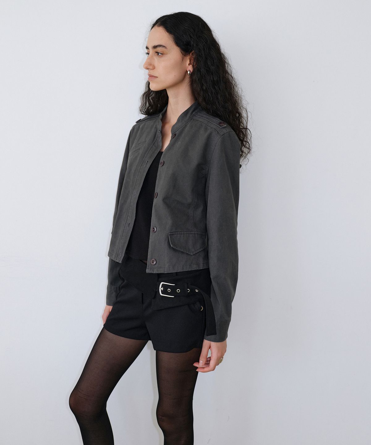 우네씬(UUNE SCENE) Washed Military Jacket_Charcoal