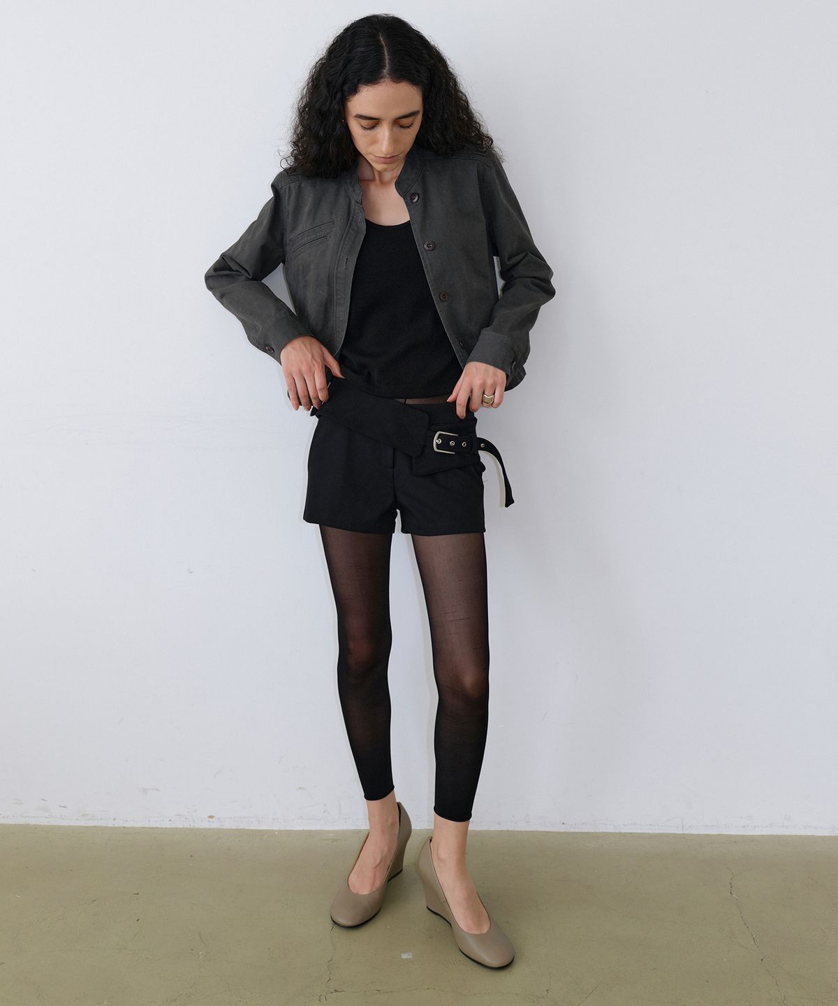 우네씬(UUNE SCENE) Washed Military Jacket_Charcoal