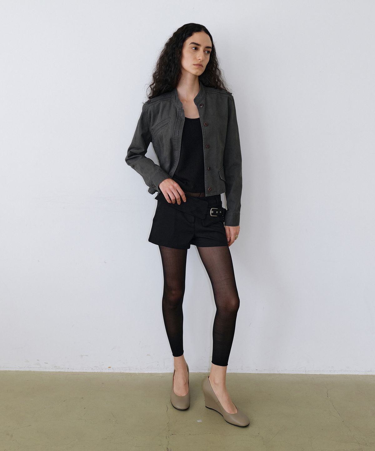 우네씬(UUNE SCENE) Washed Military Jacket_Charcoal