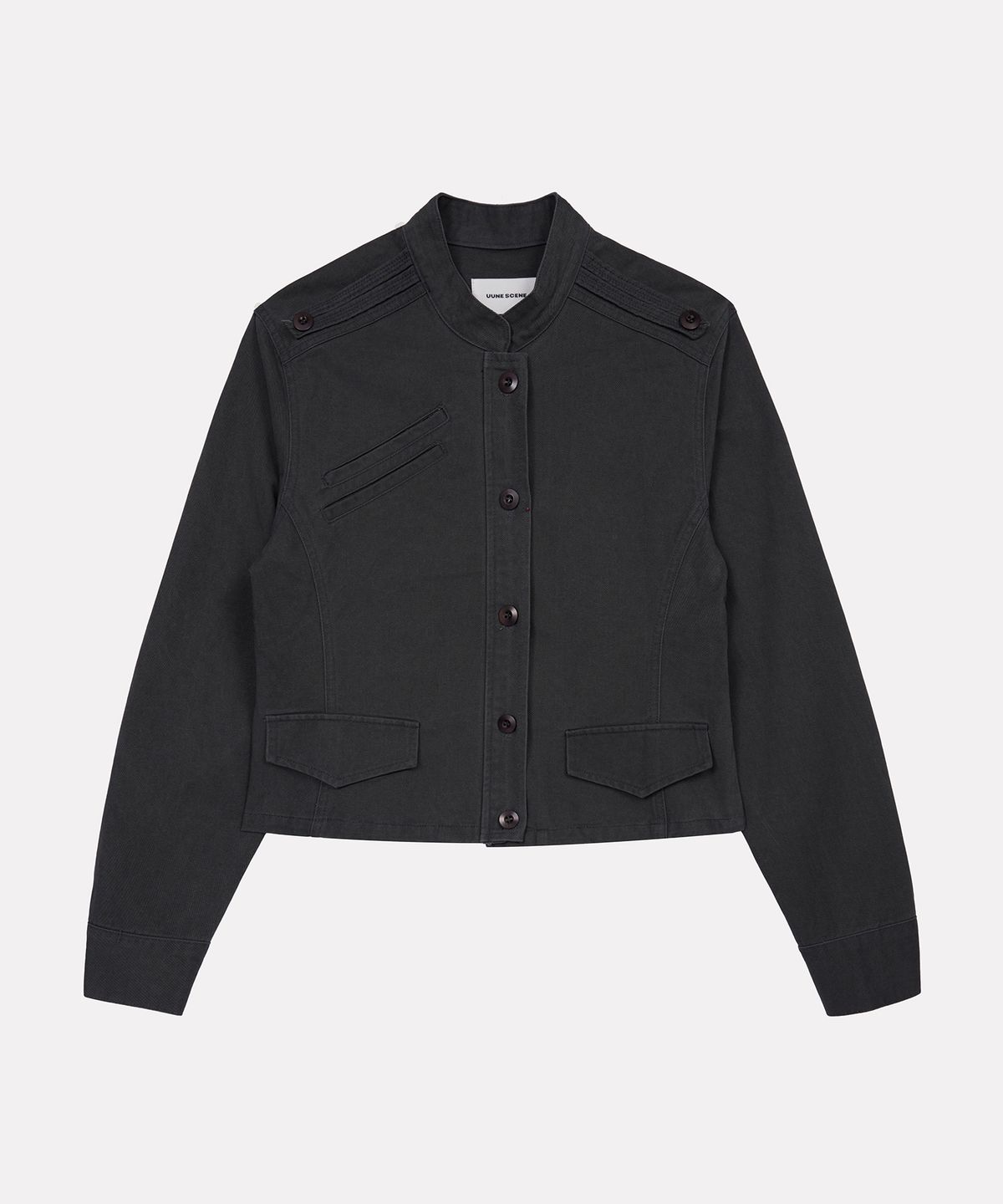 우네씬(UUNE SCENE) Washed Military Jacket_Charcoal