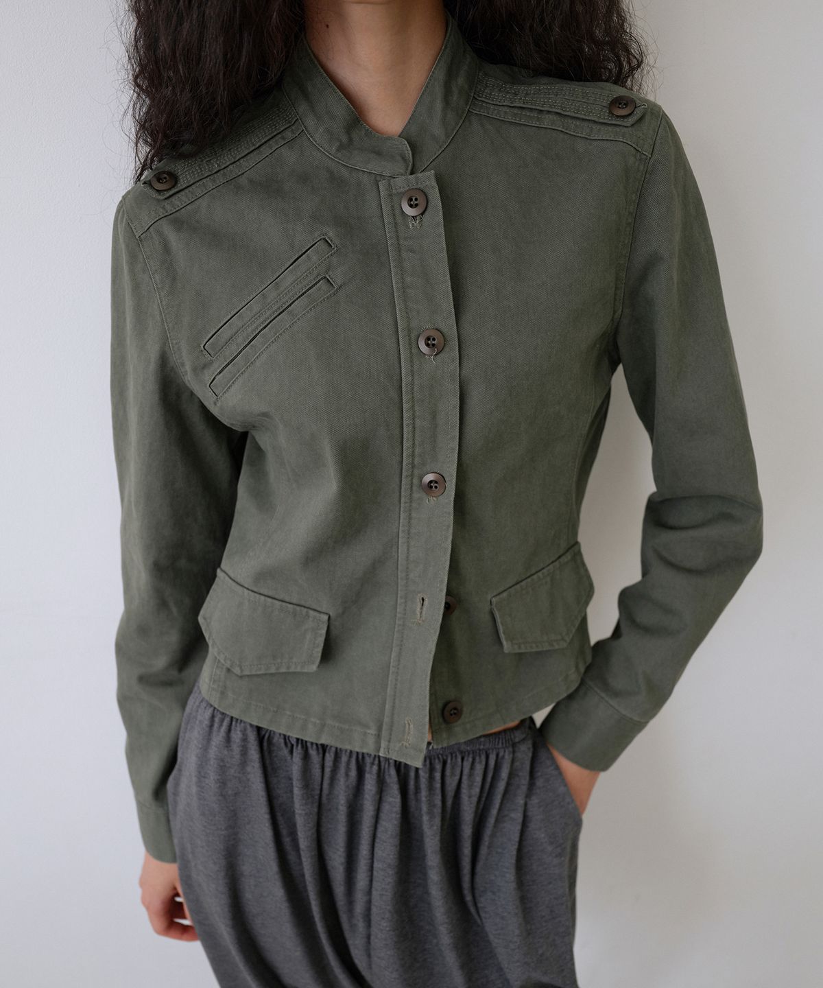 우네씬(UUNE SCENE) Washed Military Jacket_Khaki
