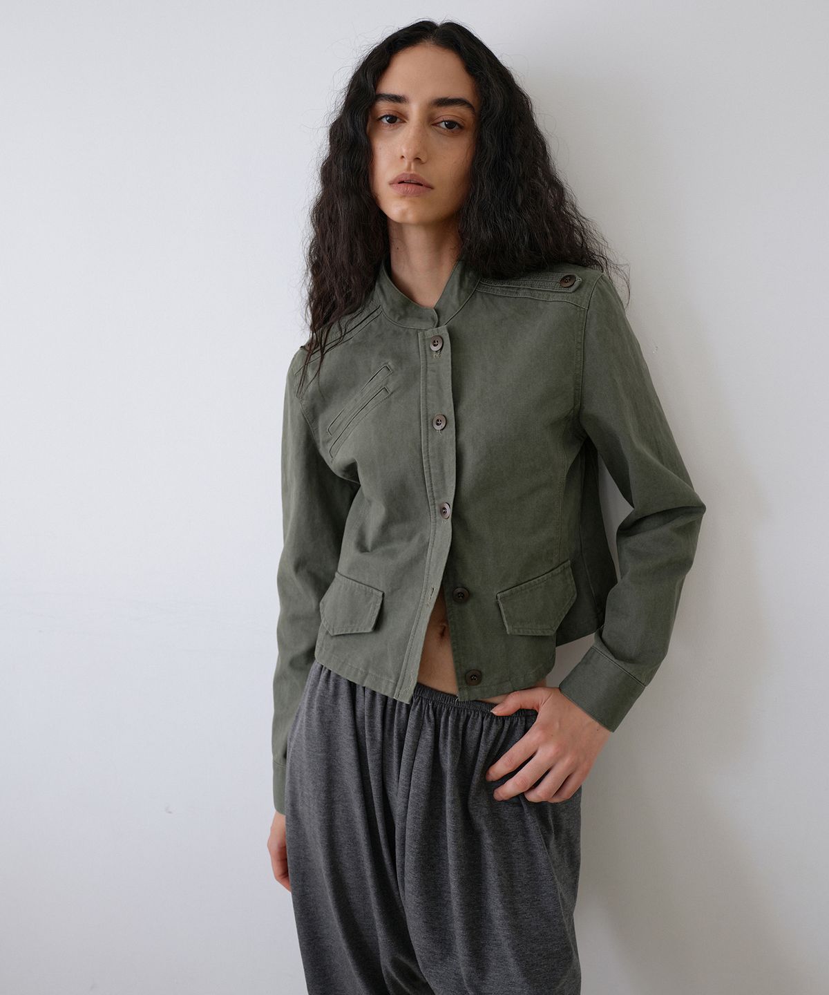우네씬(UUNE SCENE) Washed Military Jacket_Khaki