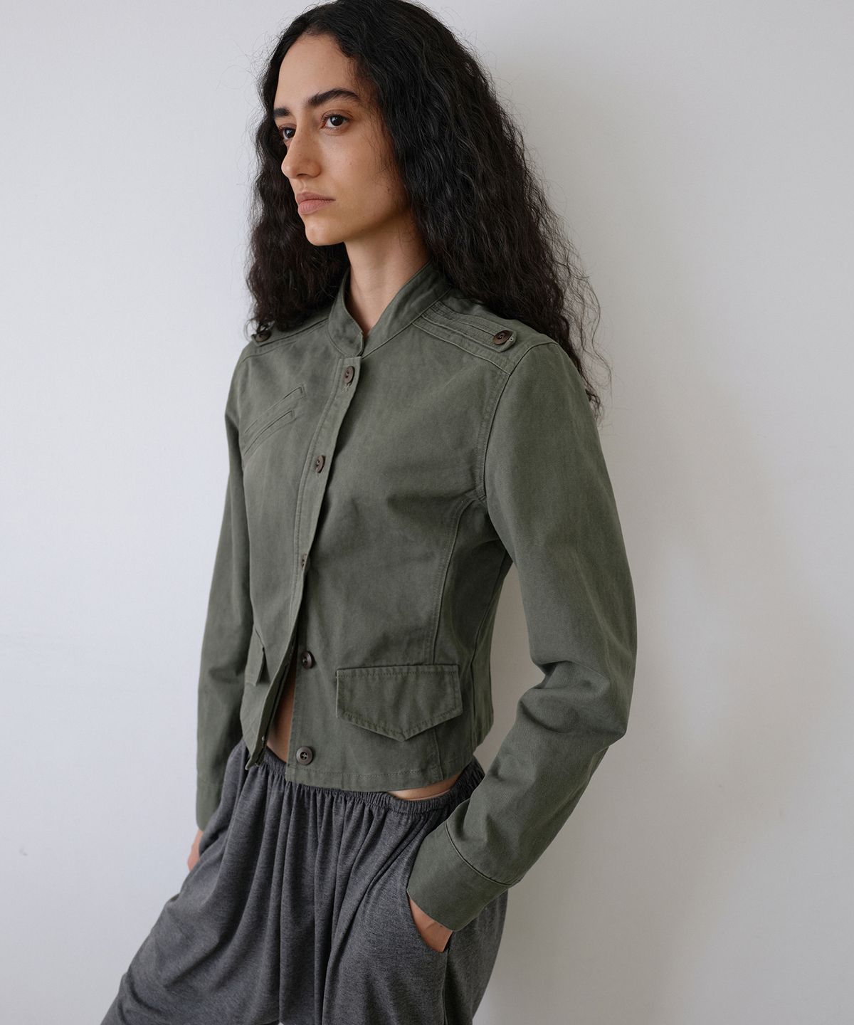 우네씬(UUNE SCENE) Washed Military Jacket_Khaki