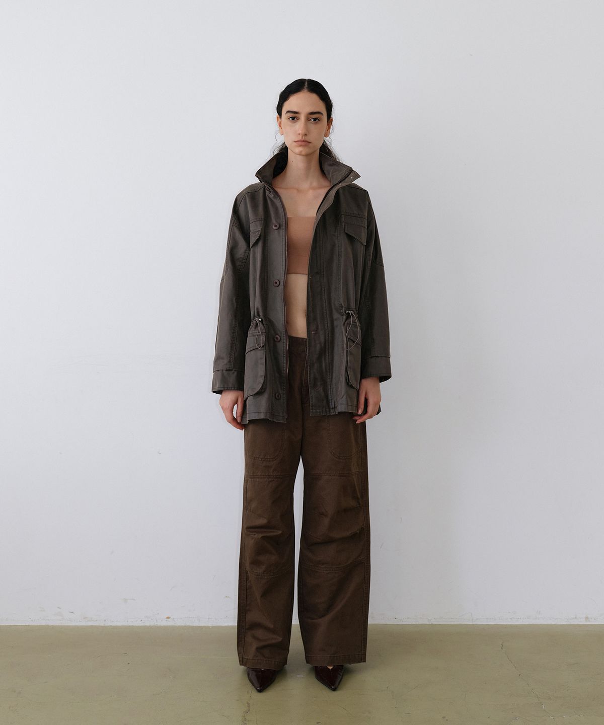 우네씬(UUNE SCENE) Vintage Washed Half Jacket_Cocoa
