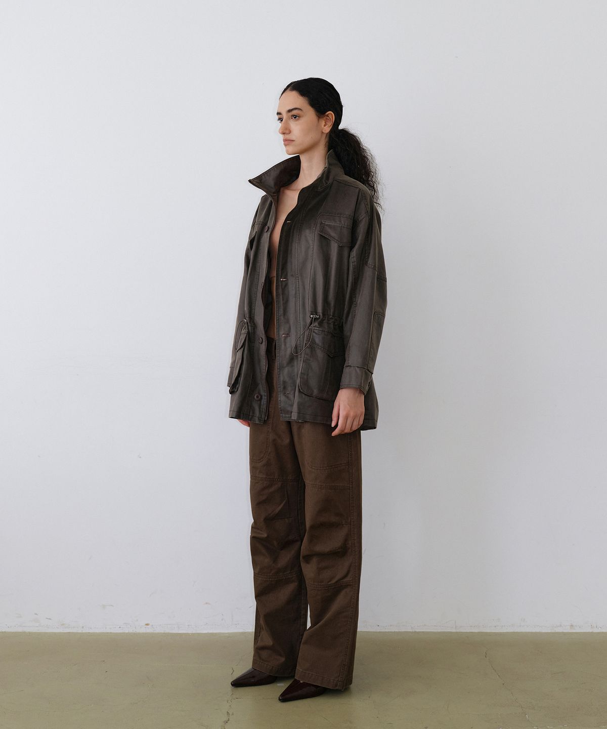 우네씬(UUNE SCENE) Vintage Washed Half Jacket_Cocoa