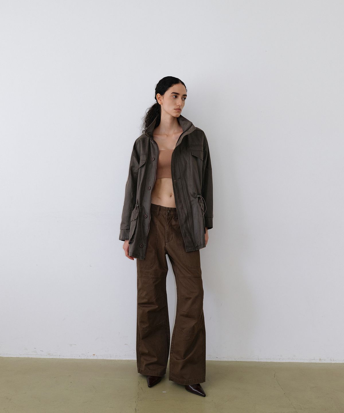 우네씬(UUNE SCENE) Vintage Washed Half Jacket_Cocoa