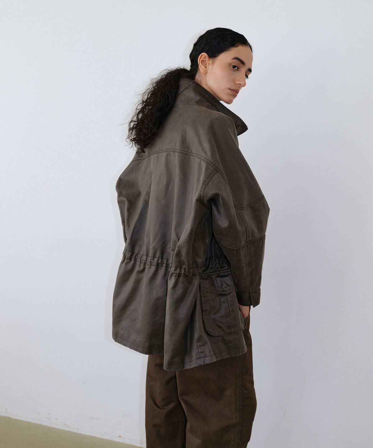 우네씬(UUNE SCENE) Vintage Washed Half Jacket_Cocoa