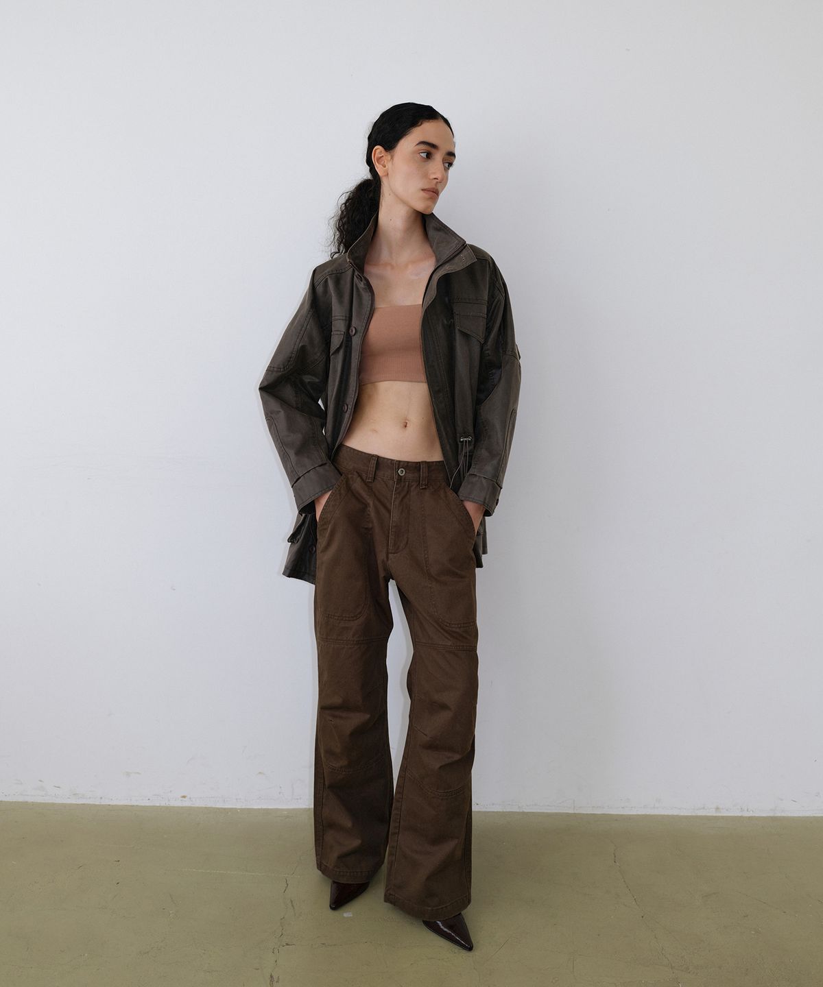 우네씬(UUNE SCENE) Vintage Washed Half Jacket_Cocoa
