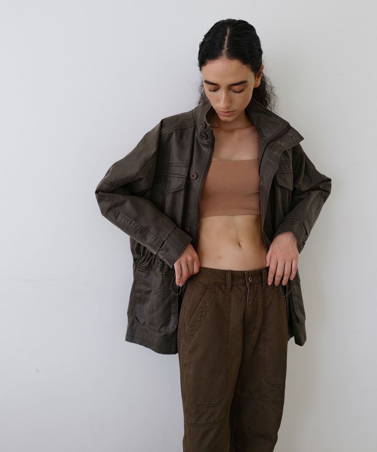 우네씬(UUNE SCENE) Vintage Washed Half Jacket_Cocoa
