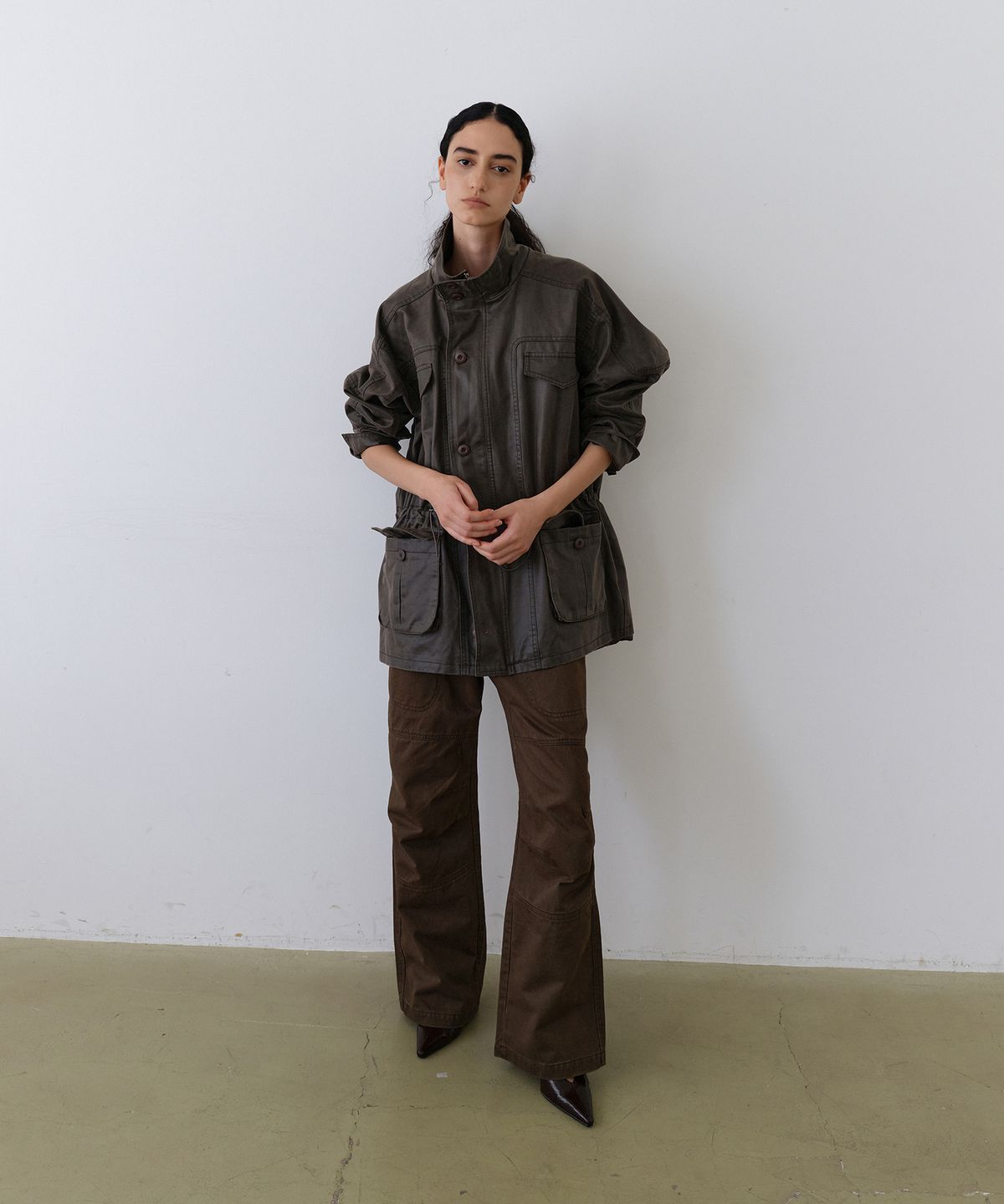 우네씬(UUNE SCENE) Vintage Washed Half Jacket_Cocoa