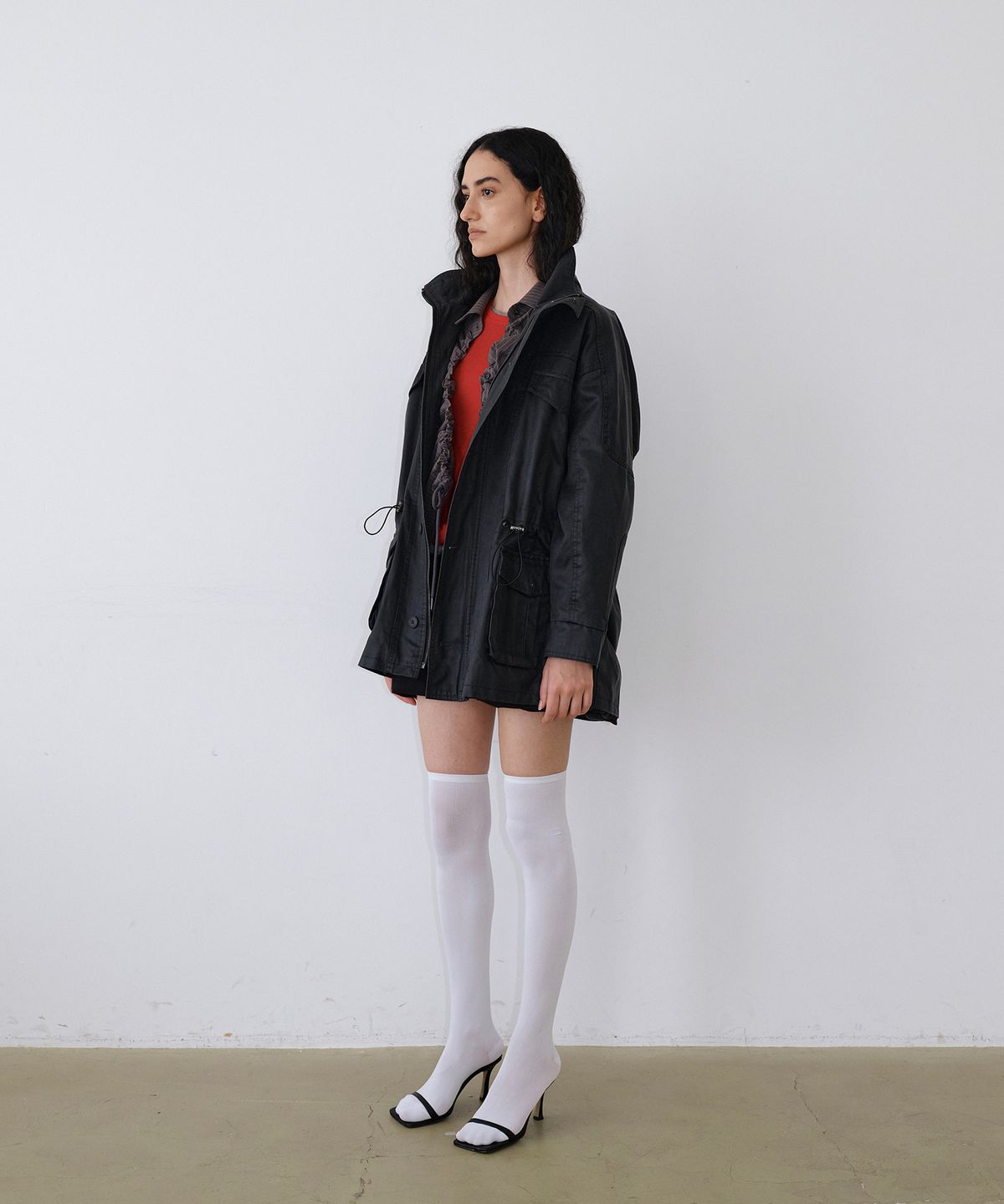 우네씬(UUNE SCENE) Vintage Washed Half Jacket_Black