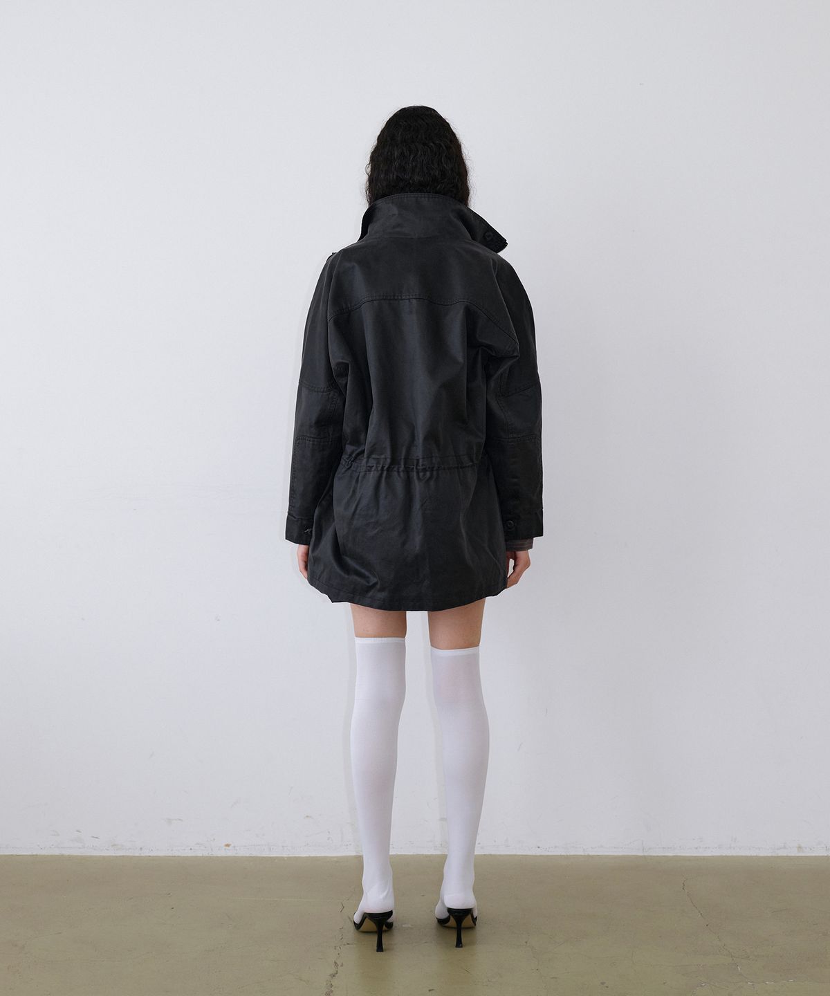 우네씬(UUNE SCENE) Vintage Washed Half Jacket_Black