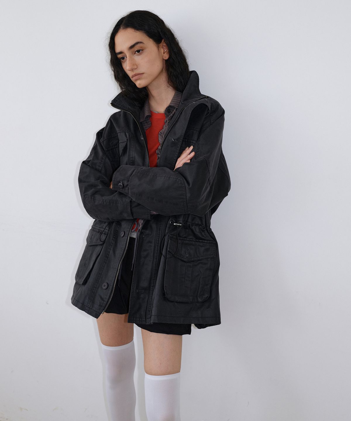 우네씬(UUNE SCENE) Vintage Washed Half Jacket_Black