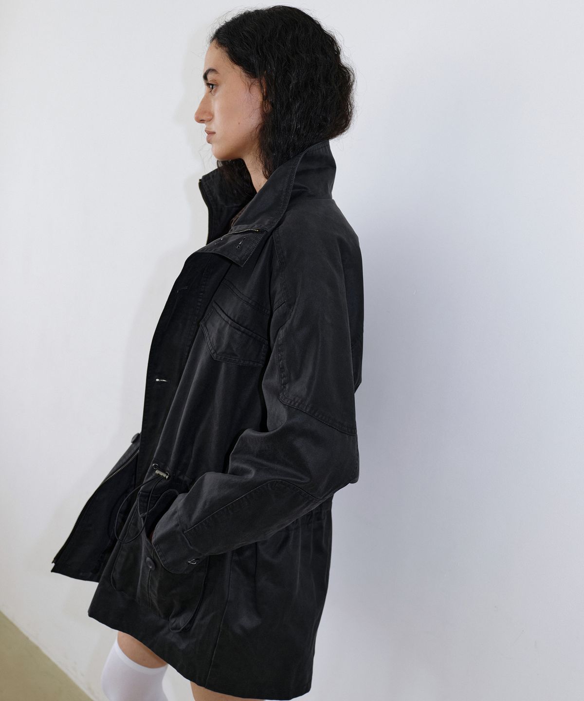 우네씬(UUNE SCENE) Vintage Washed Half Jacket_Black