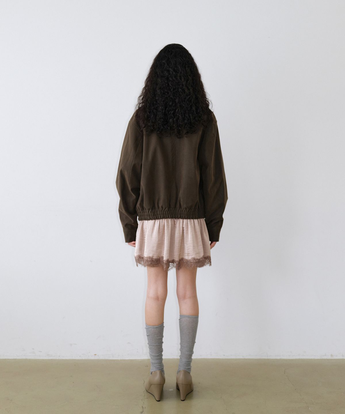 우네씬(UUNE SCENE) Washed Double Neck Blouson_Khaki
