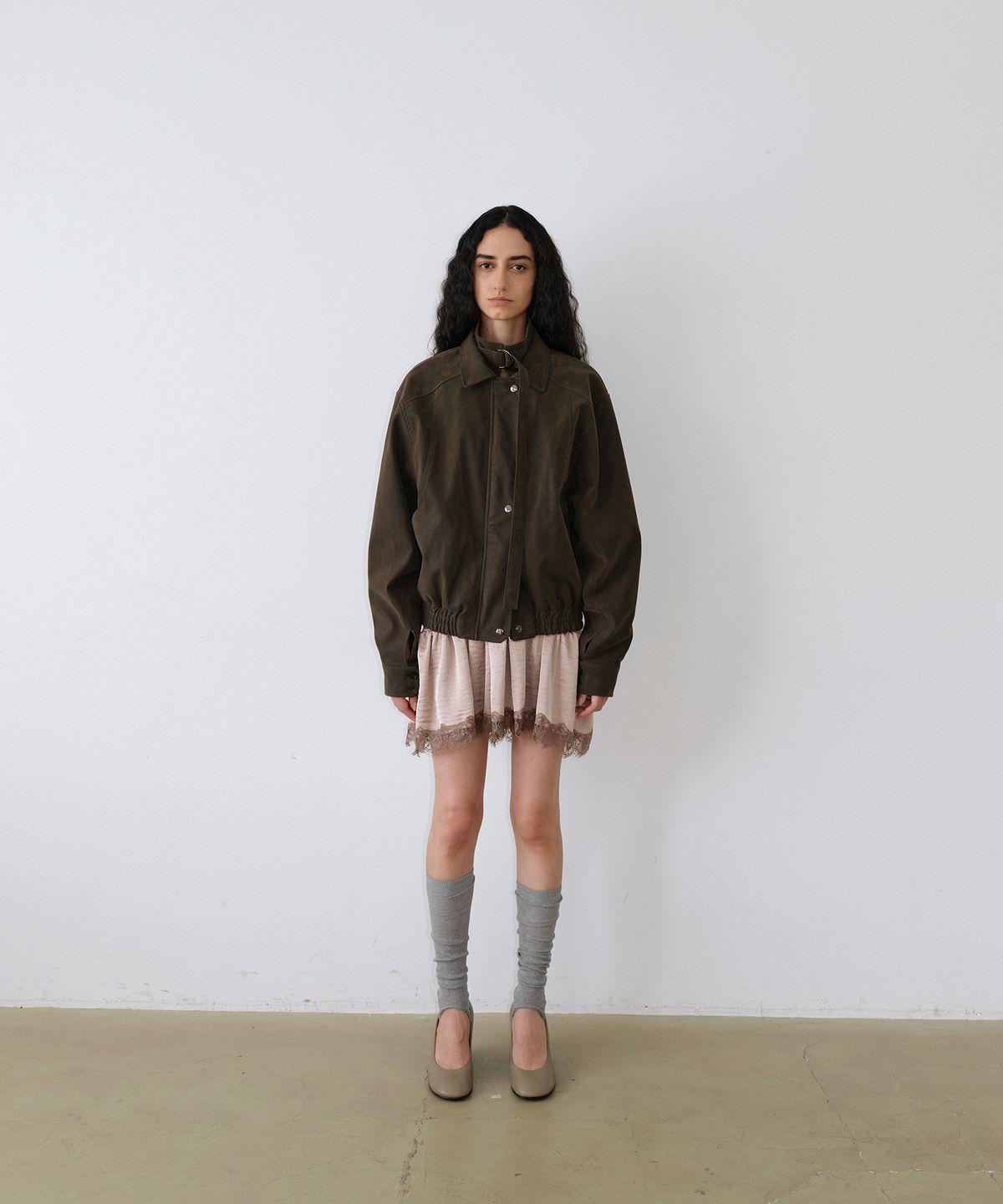 우네씬(UUNE SCENE) Washed Double Neck Blouson_Khaki