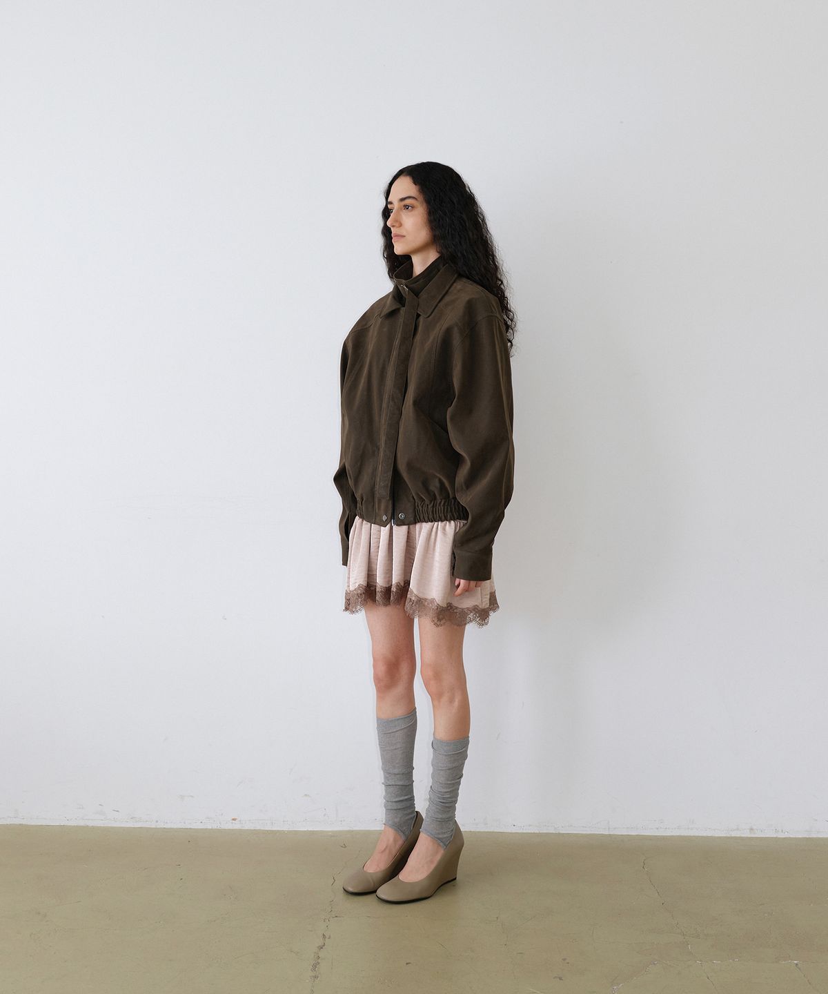 우네씬(UUNE SCENE) Washed Double Neck Blouson_Khaki