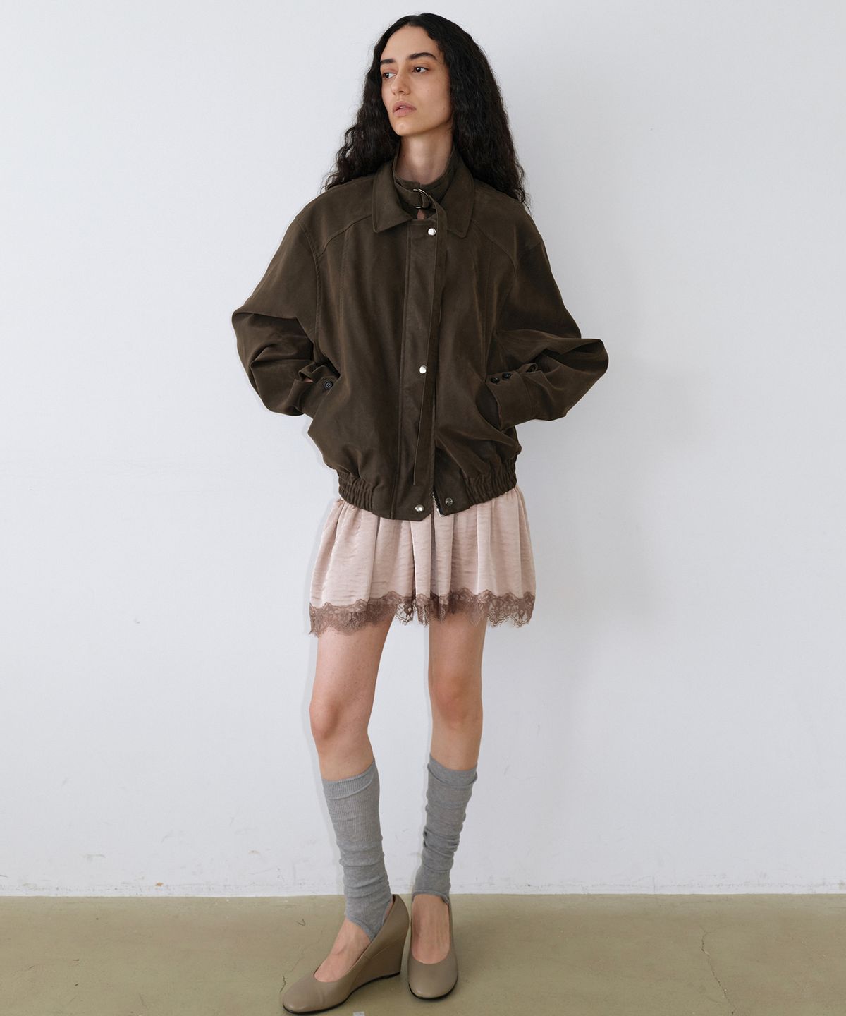 우네씬(UUNE SCENE) Washed Double Neck Blouson_Khaki