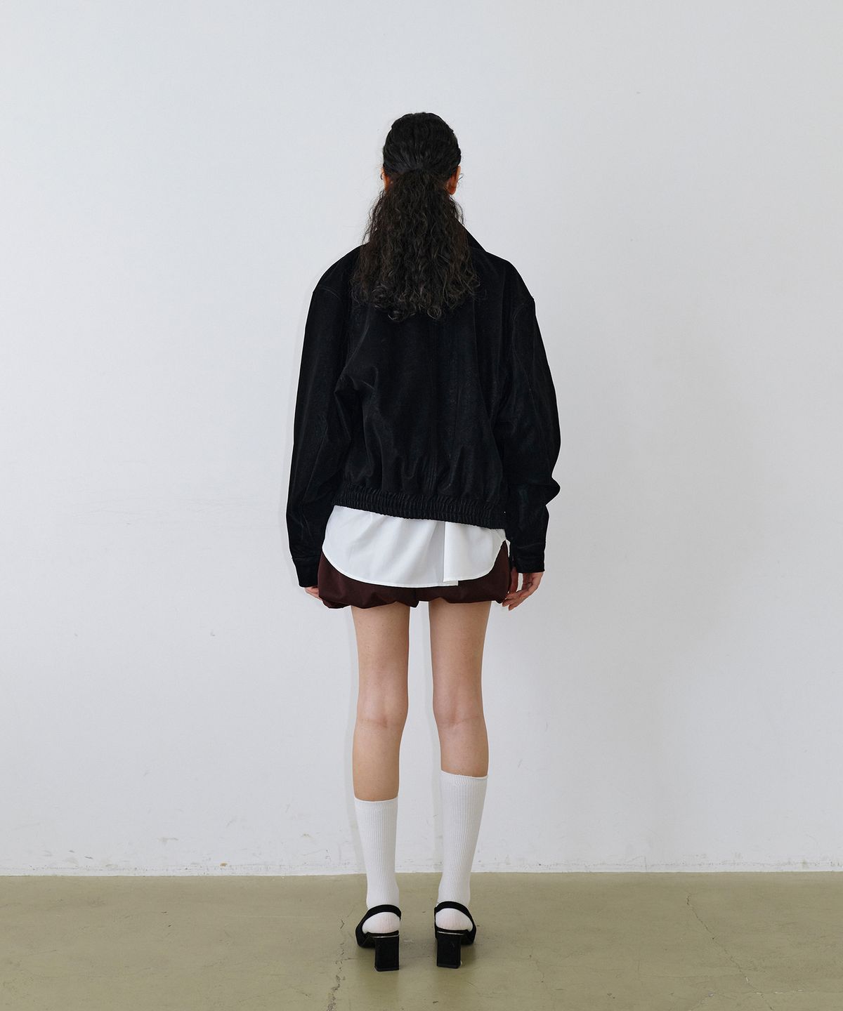 우네씬(UUNE SCENE) Washed Double Neck Blouson_Black