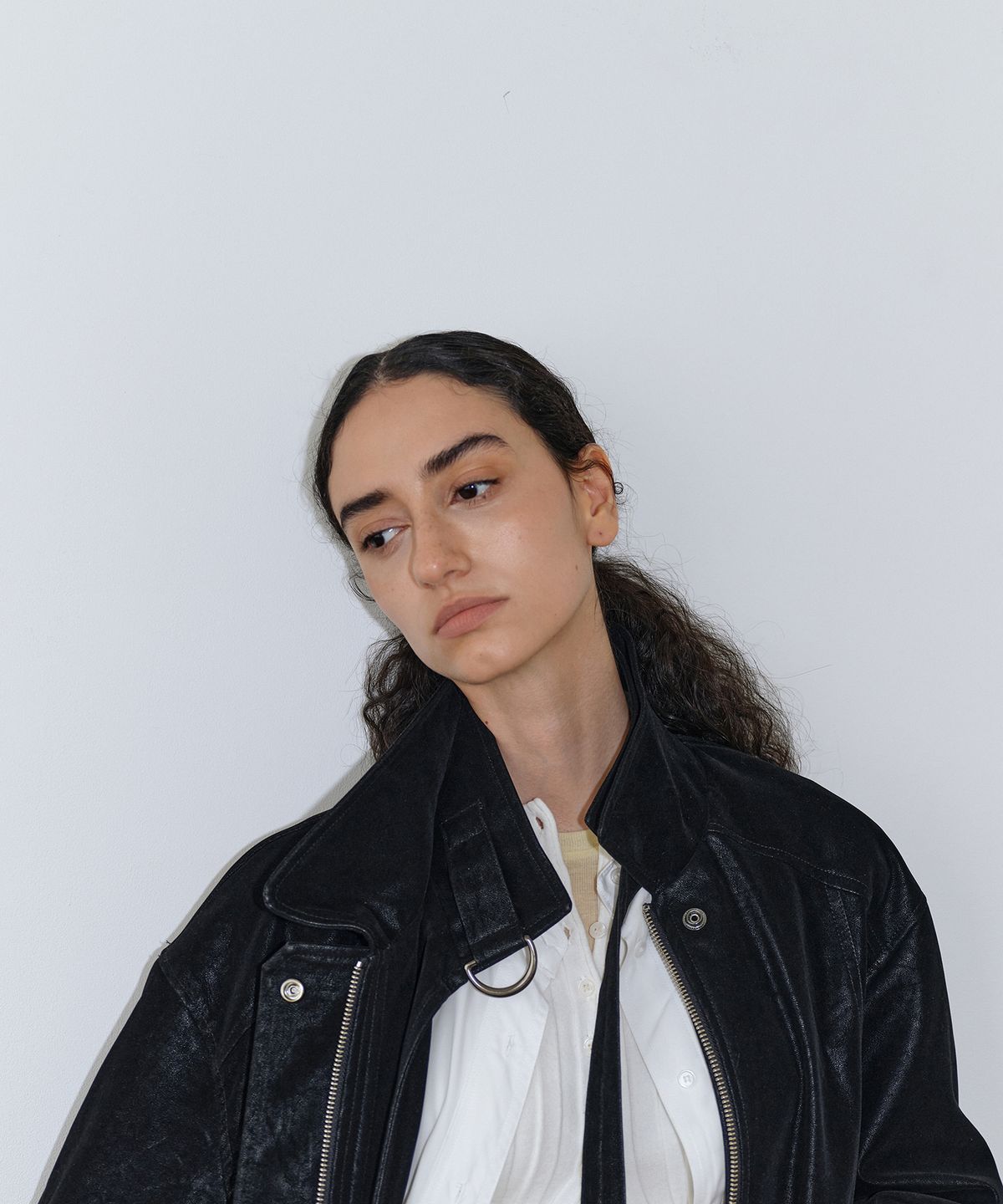 우네씬(UUNE SCENE) Washed Double Neck Blouson_Black