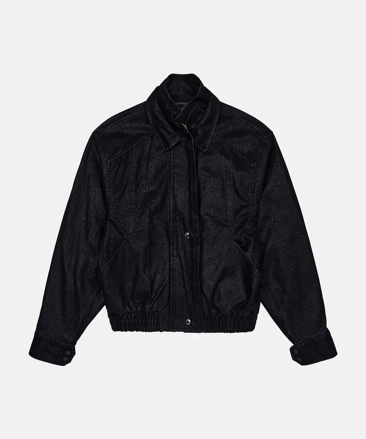 우네씬(UUNE SCENE) Washed Double Neck Blouson_Black