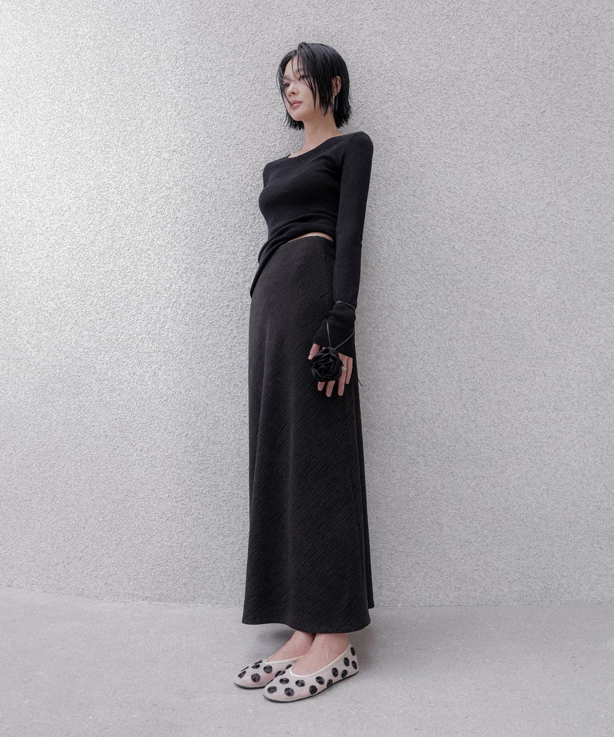 메무아(MEMUA) 벨루아 맥시 라인 스커트