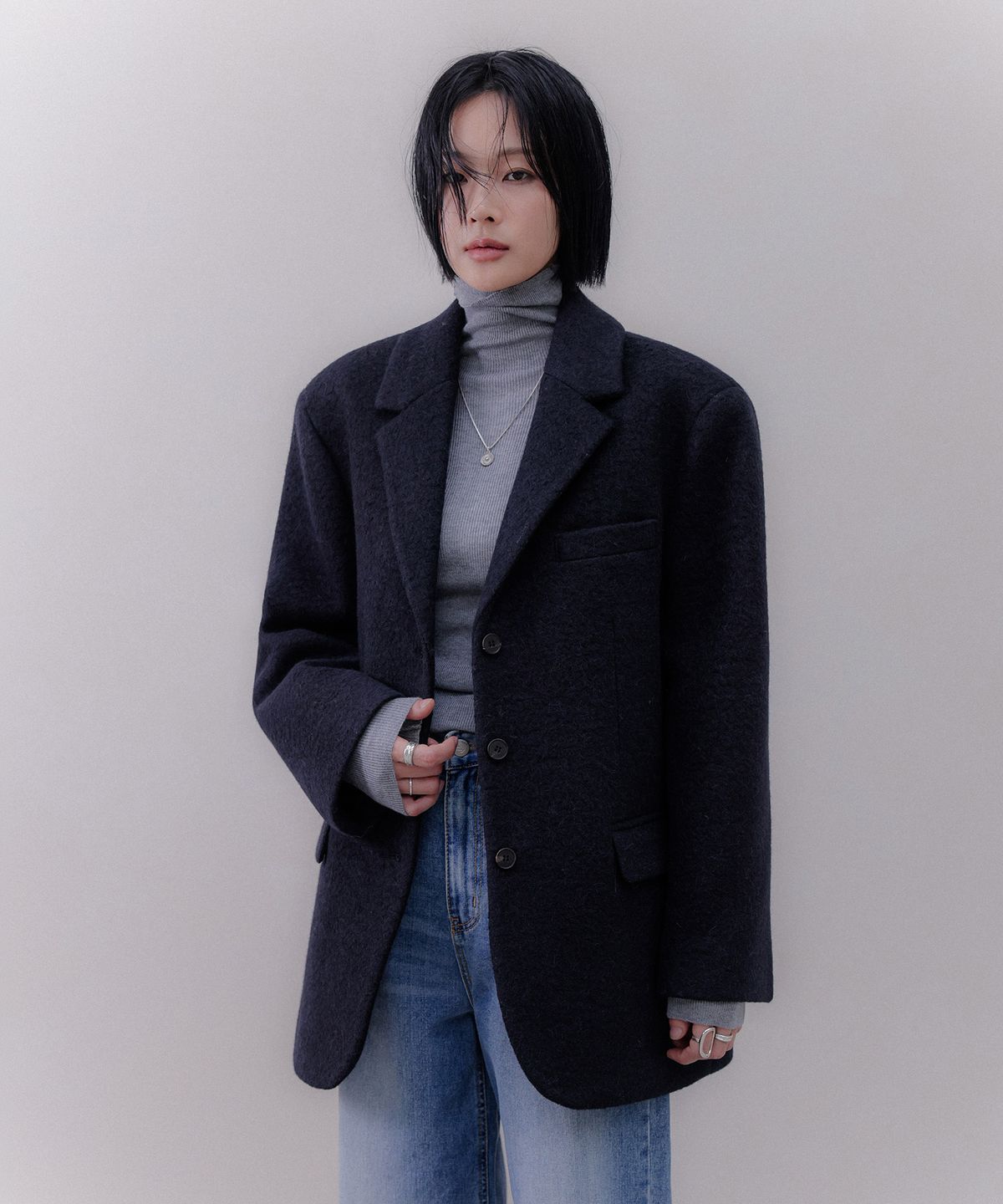 메무아(MEMUA) 아카이브 오버핏 울자켓(카키)