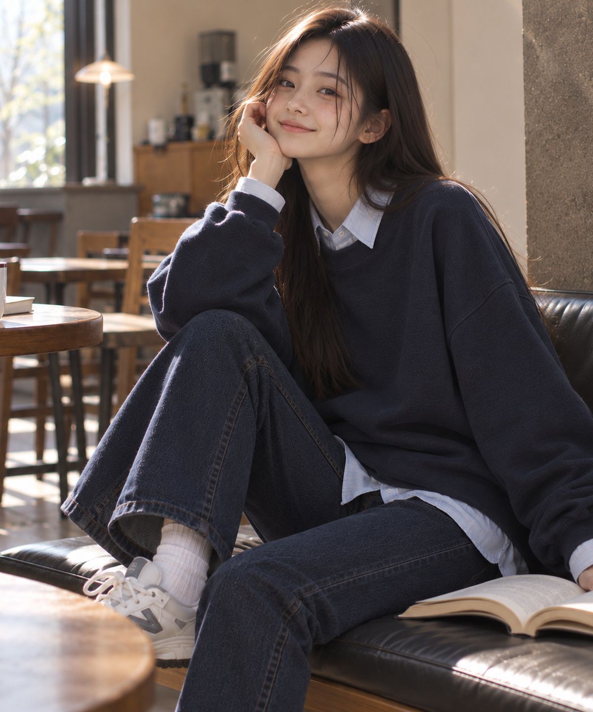 빼빼(BBAEBBAE) 라운드넥 솔리드 쭈리 맨투맨 티셔츠 4COLOR