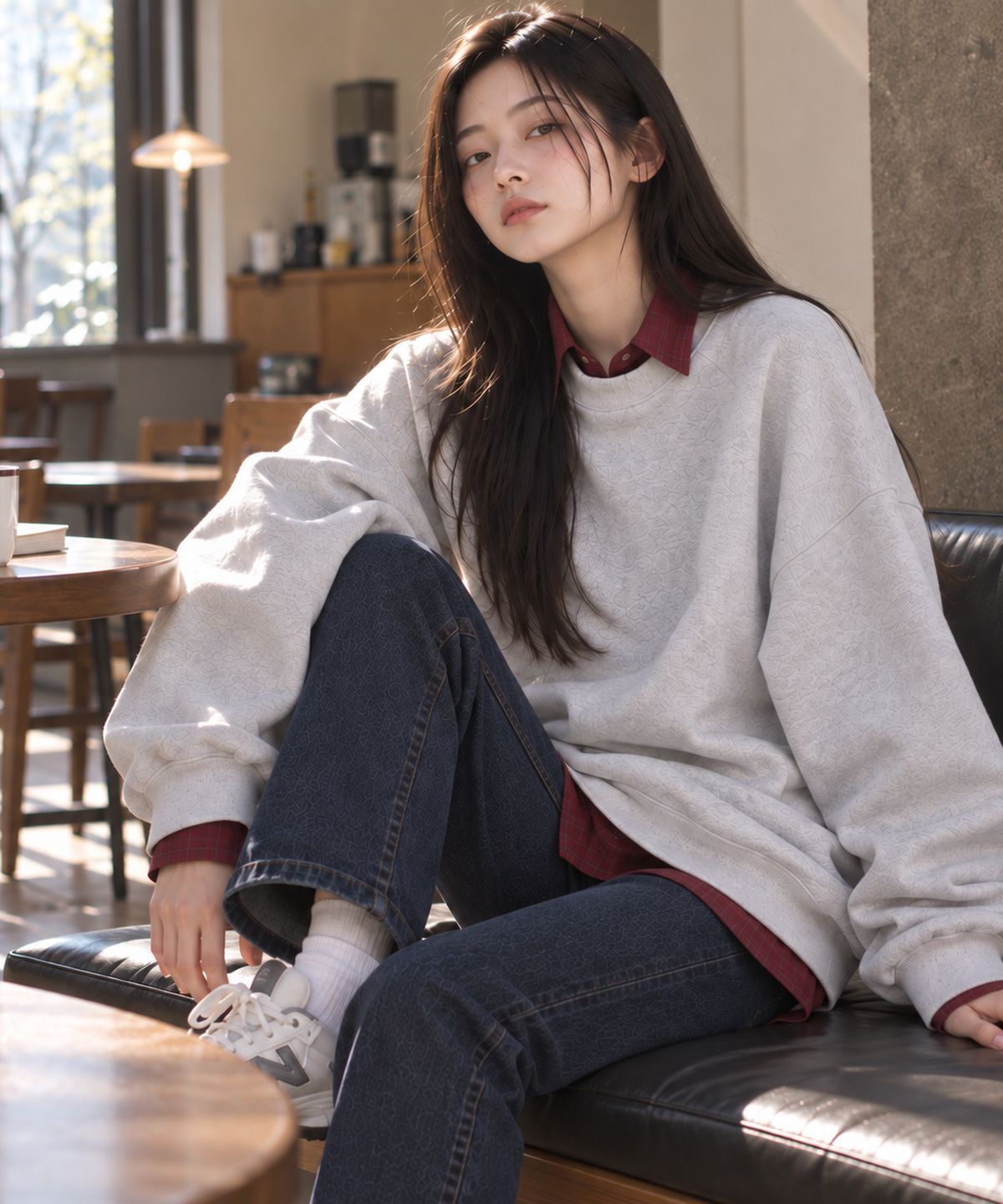 빼빼(BBAEBBAE) 라운드넥 솔리드 쭈리 맨투맨 티셔츠 4COLOR