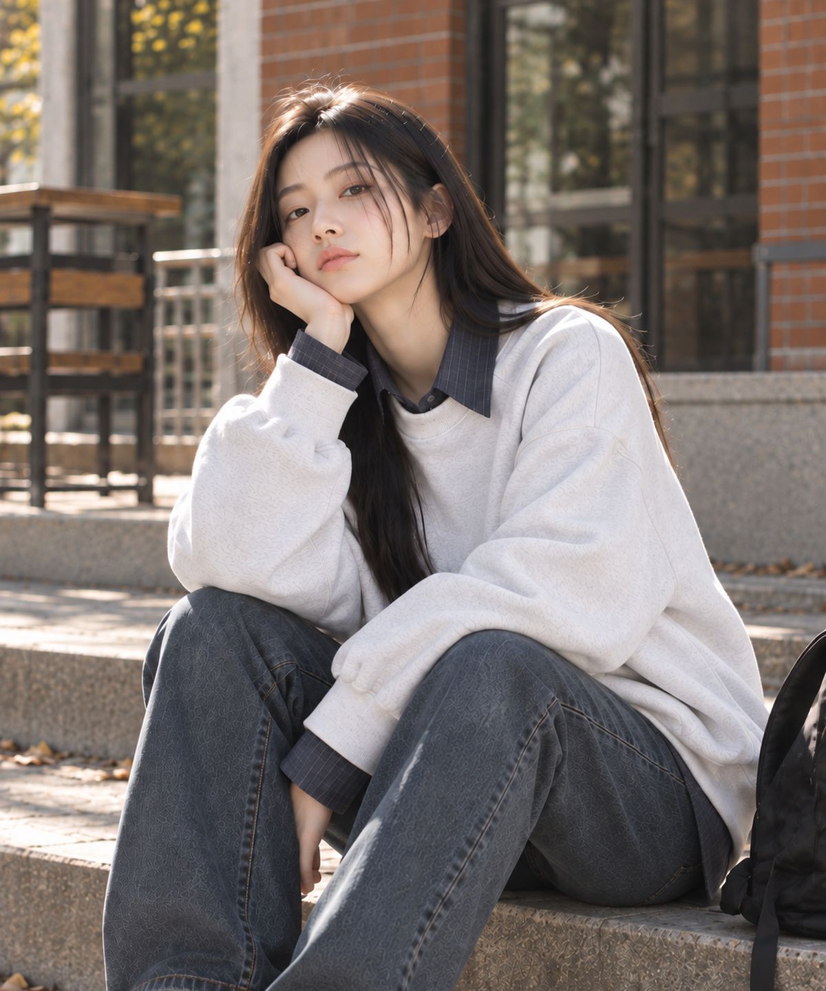 빼빼(BBAEBBAE) 라운드넥 솔리드 쭈리 맨투맨 티셔츠 4COLOR