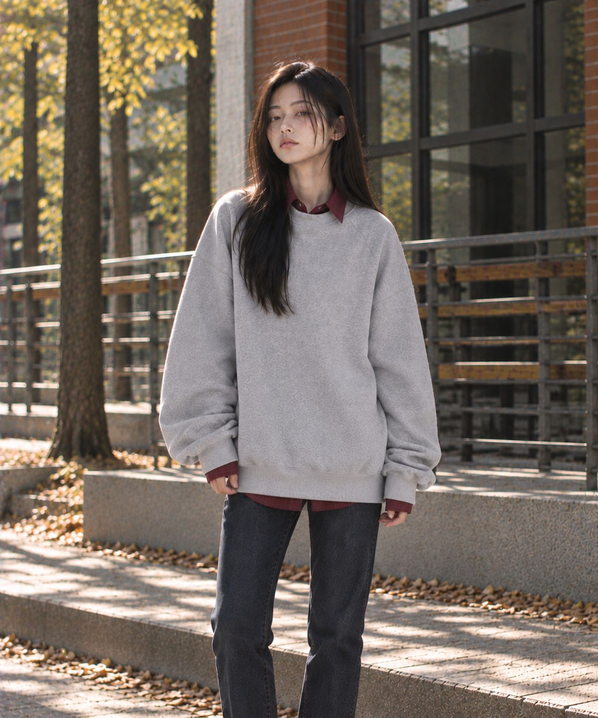 빼빼(BBAEBBAE) 라운드넥 솔리드 쭈리 맨투맨 티셔츠 4COLOR