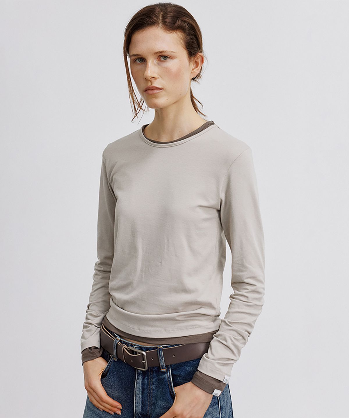 노우드(NOEUD) TS022 Modal Essential Long Sleeve (Beige)