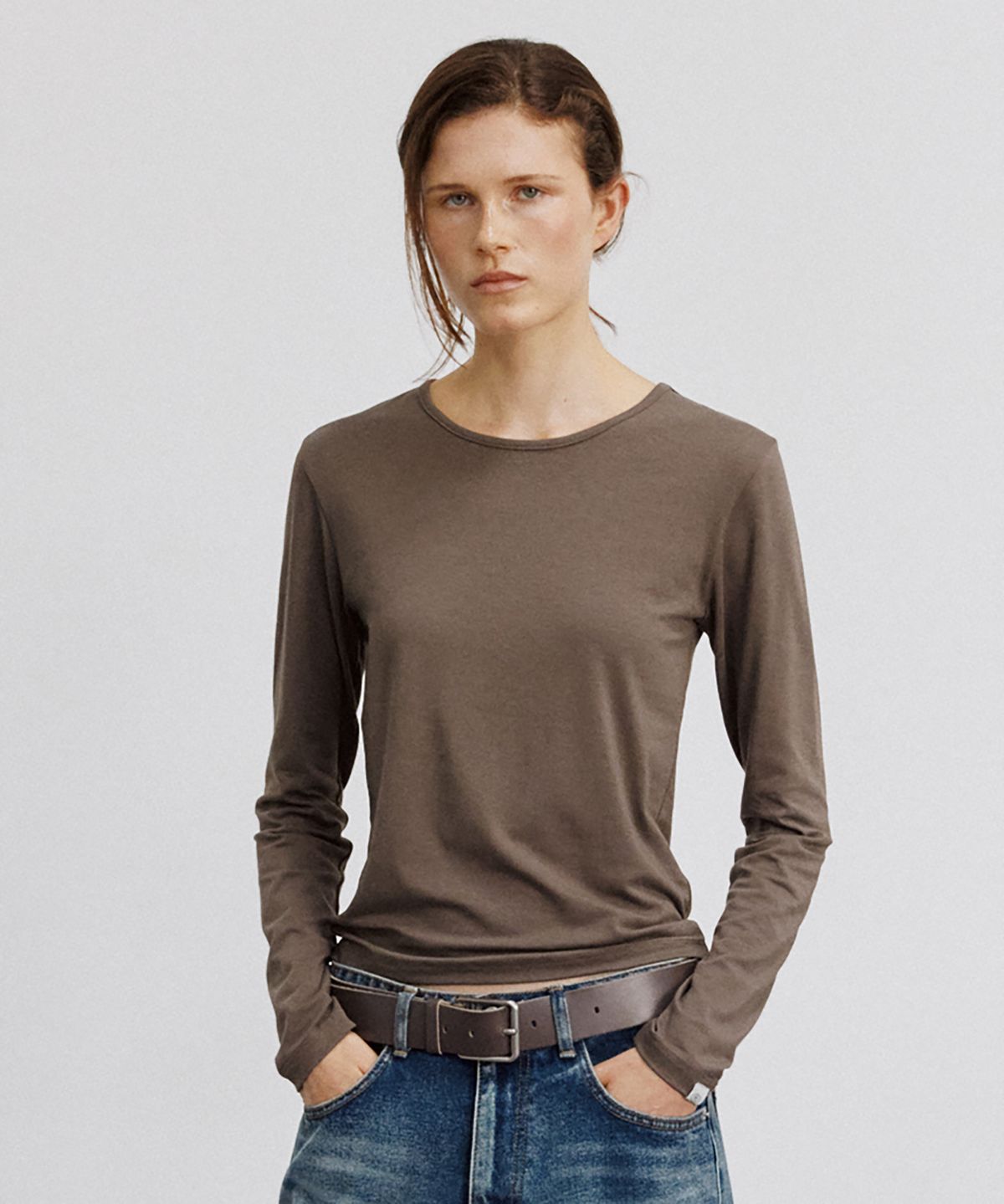 노우드(NOEUD) TS022 Modal Essential Long Sleeve (Brown)
